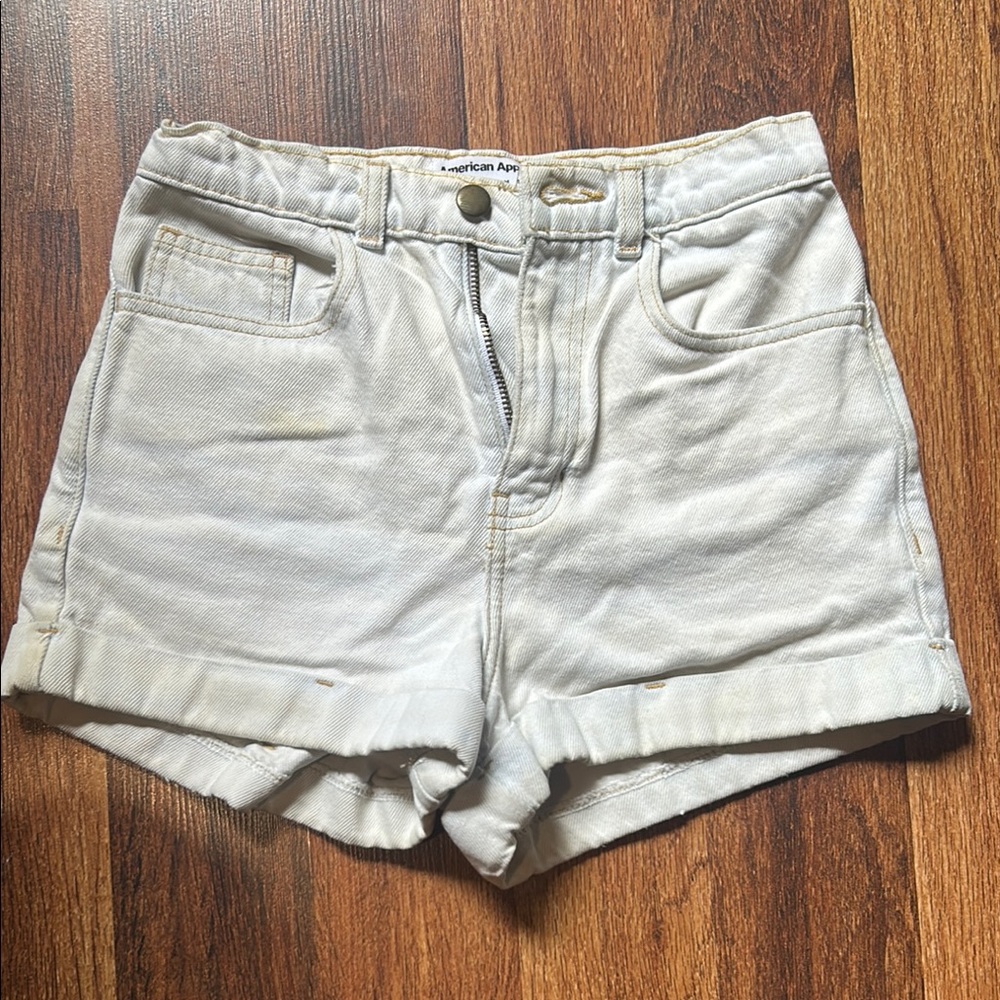 American Apparel High Waist Two-Toned White Shorts